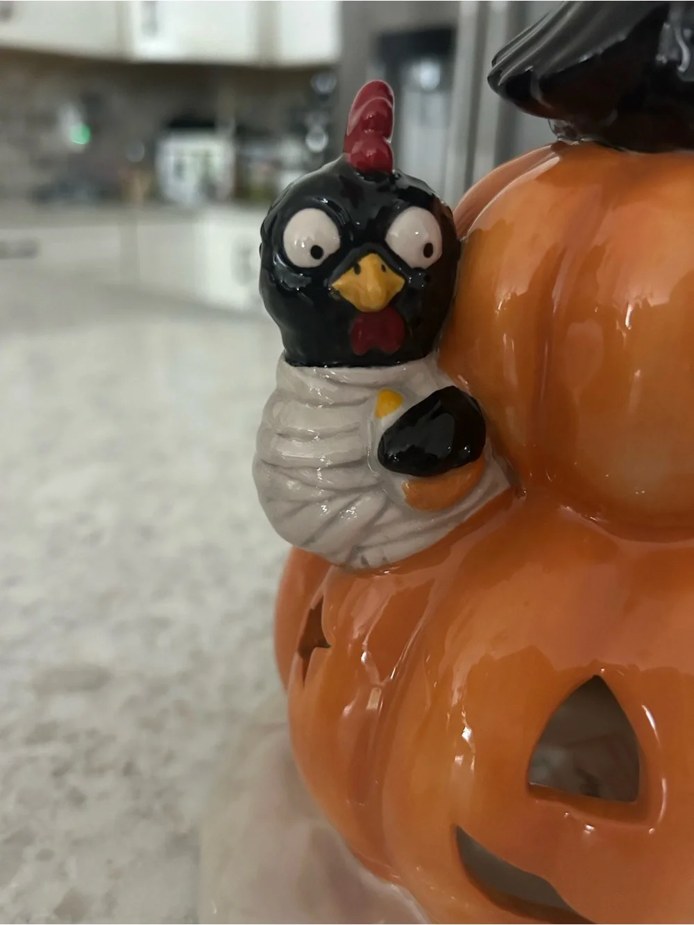 “New” Blue Sky Clayworks Halloween 'Chick or Treat' Pumpkin Stack Tea-light hldr